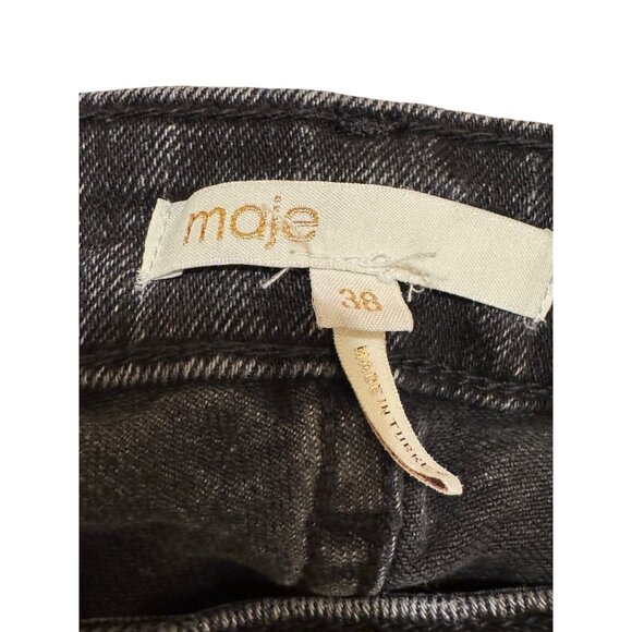 Maje Paris Distressed Black Ecowash Straight Leg Jeans Size 36 (US 4) - Picture 7 of 8